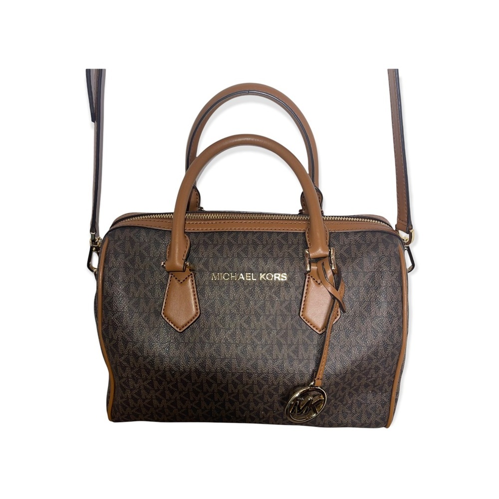 Michael Kors Brown Signature Mk Pattern Duffel Sa… - image 5